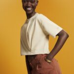 Women Esprit Beige Cropped crewneck T-shirt T-Shirts XF4444195