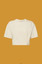 Women Esprit Beige Cropped crewneck T-shirt T-Shirts XF4444195 - Image 5