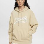 Women Esprit Beige Logo print hoodie Sweatshirts & Hoodies XF4444169