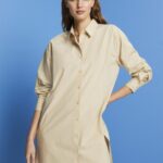 Women Esprit Beige Pinstriped shirt dress, 100% cotton Dresses XF4444278
