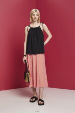 Women Esprit Black Camisole top with smock, TENCEL Top XF4444198 - Image 2