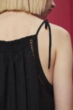 Women Esprit Black Camisole top with smock, TENCEL Top XF4444198 - Image 3