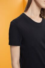 Women Esprit Black Cotton crewneck t-shirt T-Shirts XF4444454 - Image 3