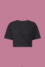 Women Esprit Black Cropped crewneck T-shirt T-Shirts XF4444193 - Image 5