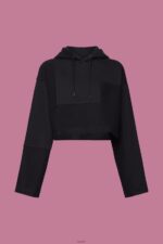 Women Esprit Black Cropped patchwork hoodie Sweatshirts & Hoodies XF4444288 - Image 5