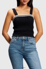 Women Esprit Black Dolphin logo cable sweater camisole Sweaters XF4444408