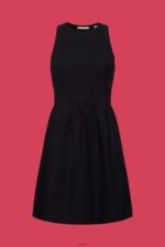 Women Esprit Black Fabric mix mini dress Dresses XF444469 - Image 5