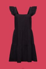 Women Esprit Black Jersey dress with embroidered lace sleeves Dresses XF444459 - Image 5