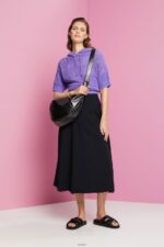 Women Esprit Black Jersey midi skirt, sustainable cotton Skirts XF444443 - Image 2