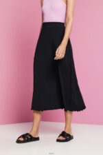 Women Esprit Black Jersey midi skirt, sustainable cotton Skirts XF444443