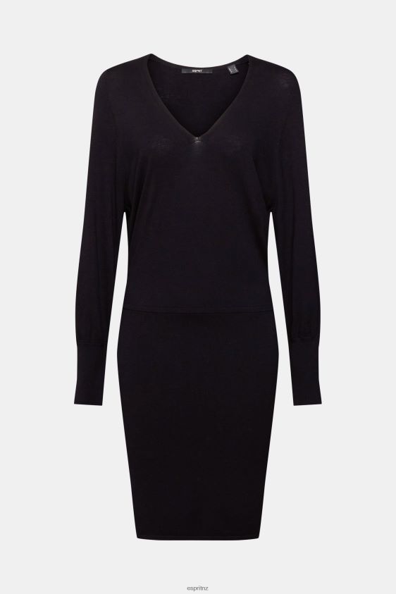 Women Esprit Black Knit dress with slit sleeves, LENZING ECOVERO Dresses XF4444442 - Image 5