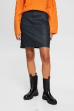 Women Esprit Black Leather effect midi skirt Skirts XF4444443