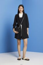 Women Esprit Black Long jersey blazer, LENZING ECOVERO Coats XF4444240 - Image 2