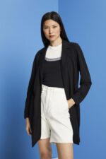 Women Esprit Black Long jersey blazer, LENZING ECOVERO Coats XF4444240