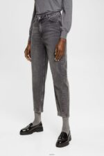 Women Esprit Black Medium Wash Banana fit jeans with asymmetric waistband Denim XF4444339