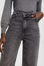 Women Esprit Black Medium Wash Banana fit jeans with asymmetric waistband Denim XF4444339 - Image 3