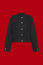 Women Esprit Black Medium Wash Collarless denim jacket with drawstrings Jackets XF4444297 - Image 5