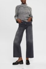 Women Esprit Black Medium Wash High-rise wide leg jeans Denim XF4444449 - Image 2