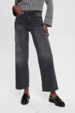 Women Esprit Black Medium Wash High-rise wide leg jeans Denim XF4444449