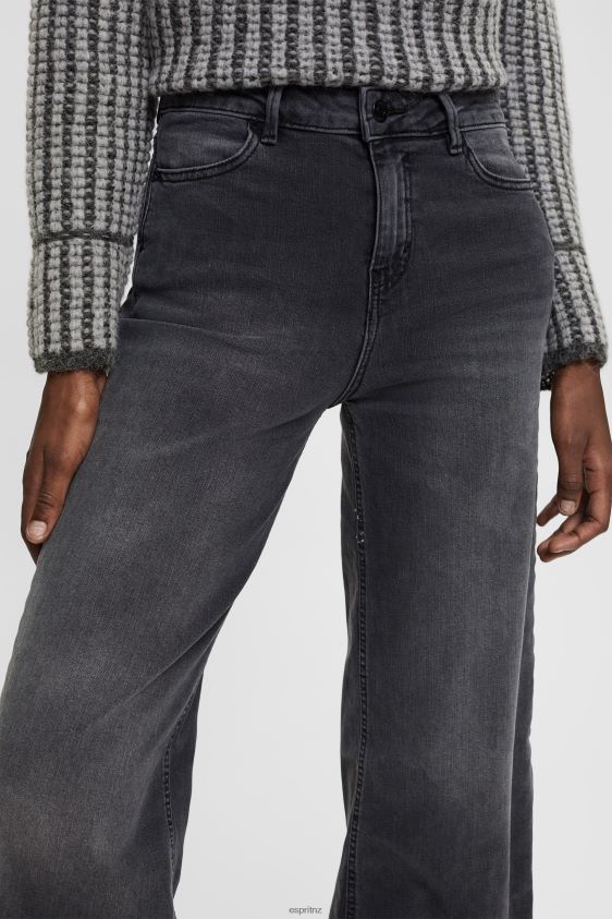 Women Esprit Black Medium Wash High-rise wide leg jeans Denim XF4444449 - Image 3