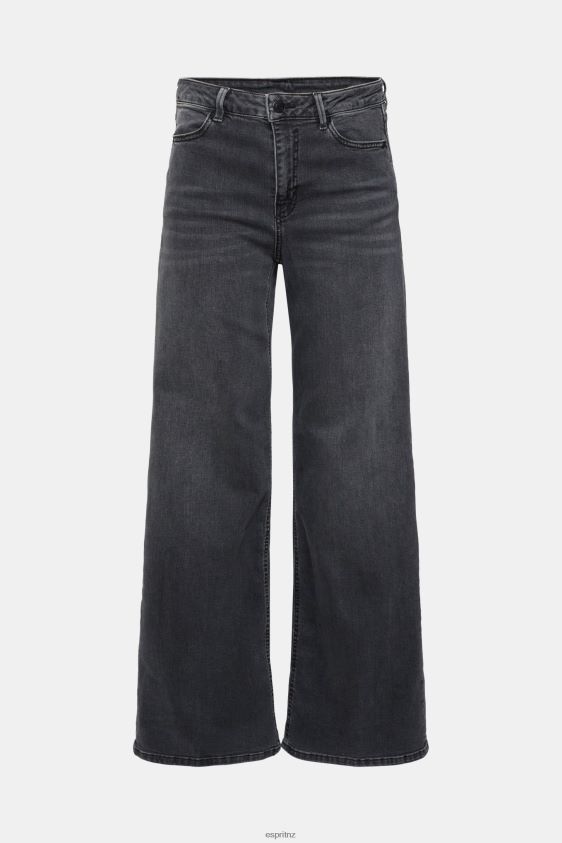 Women Esprit Black Medium Wash High-rise wide leg jeans Denim XF4444449 - Image 6
