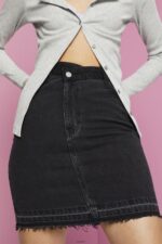 Women Esprit Black Medium Wash Jeans mini skirt with an asymmetric waistband Skirts XF4444206 - Image 3