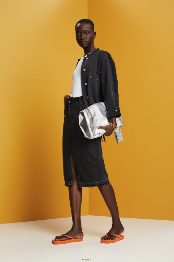Women Esprit Black Medium Wash Midi skirt with an asymmetric waistband Skirts XF4444208 - Image 2