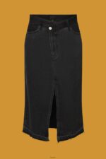 Women Esprit Black Medium Wash Midi skirt with an asymmetric waistband Skirts XF4444208 - Image 5