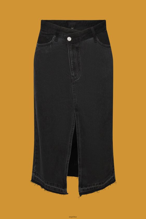 Women Esprit Black Medium Wash Midi skirt with an asymmetric waistband Skirts XF4444208 - Image 5