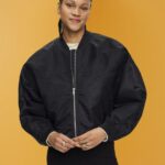 Women Esprit Black Oversized bomber jacket Jackets XF4444213