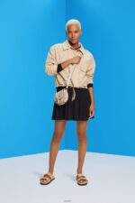 Women Esprit Black Pleated mini dress with long-sleeves & crewneck Dresses XF4444127 - Image 2