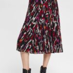 Women Esprit Black Pleated, patterned midi skirt Skirts XF4444427