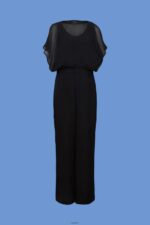 Women Esprit Black Recycled: long chiffon jumpsuit Suit XF444475 - Image 5