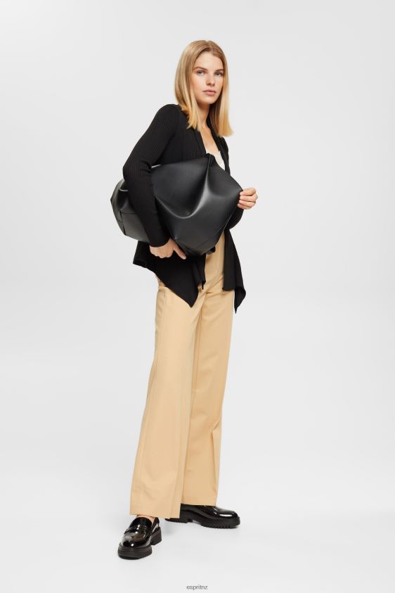 Women Esprit Black Recycled: ribbed cardigan with handkerchief hem Sweaters XF444423 - Image 2