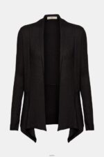 Women Esprit Black Recycled: ribbed cardigan with handkerchief hem Sweaters XF444423 - Image 5