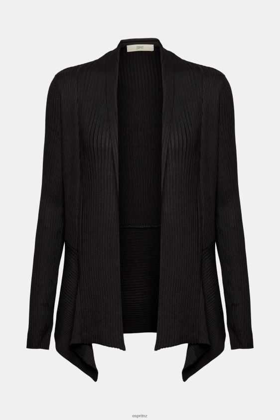 Women Esprit Black Recycled: ribbed cardigan with handkerchief hem Sweaters XF444423 - Image 5
