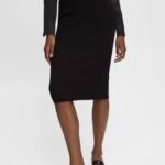 Women Esprit Black Rib knit pencil skirt Skirts XF4444428