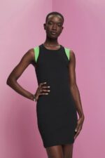 Women Esprit Black Ribbed jersey dress Dresses XF4444285