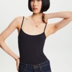 Women Esprit Black Spaghetti Strap Tank Top Tank XF444435