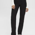 Women Esprit Black Split hem trousers with zip Trousers & Pants XF4444248