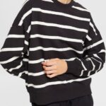 Women Esprit Black Striped sweatshirt Sweatshirts & Hoodies XF4444521