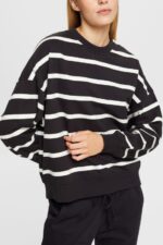 Women Esprit Black Striped sweatshirt Sweatshirts & Hoodies XF4444521