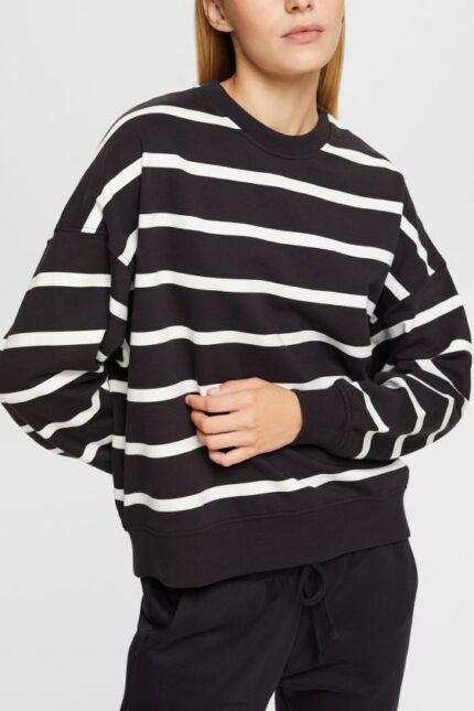 Women Esprit Black Striped sweatshirt Sweatshirts & Hoodies XF4444521