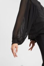 Women Esprit Black Wide chiffon blouse Blouses XF4444426 - Image 3