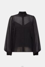 Women Esprit Black Wide chiffon blouse Blouses XF4444426 - Image 5
