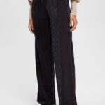 Women Esprit Black Wide fit striped joggers Joggers XF4444422