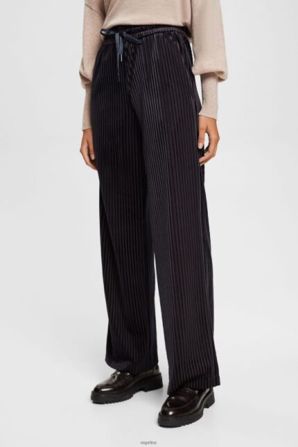 Women Esprit Black Wide fit striped joggers Joggers XF4444422