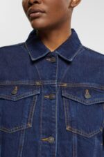 Women Esprit Blue Dark Wash Denim jacket Jackets XF4444554 - Image 3