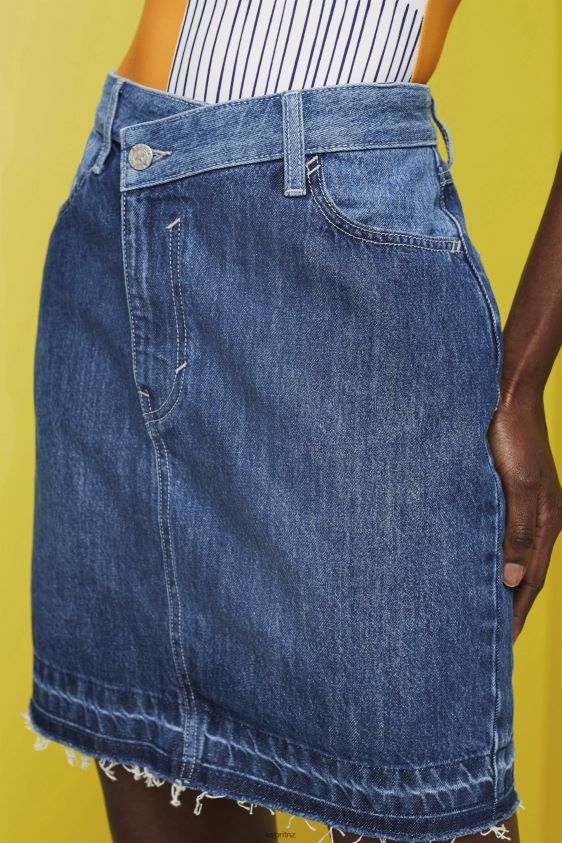 Women Esprit Blue Dark Wash Jeans mini skirt with an asymmetric hem Skirts XF4444207 - Image 3