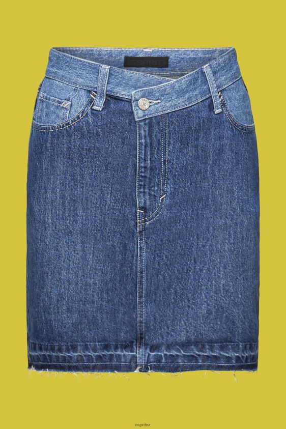 Women Esprit Blue Dark Wash Jeans mini skirt with an asymmetric hem Skirts XF4444207 - Image 5